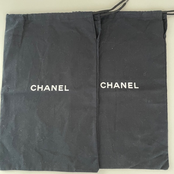 2 Black Chanel Shoe Dustbags Drawstring - Picture 5 of 5